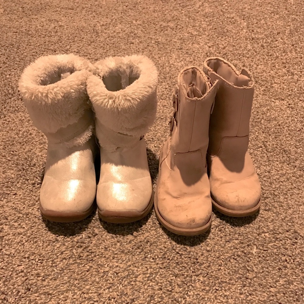 Two pairs toddler girls boots